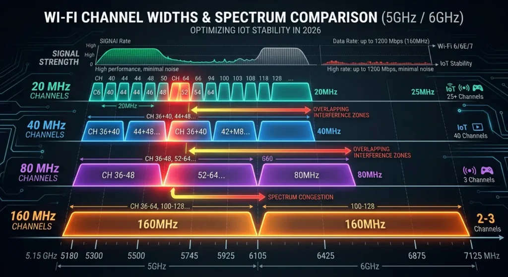 160MHz channel width IoT instability