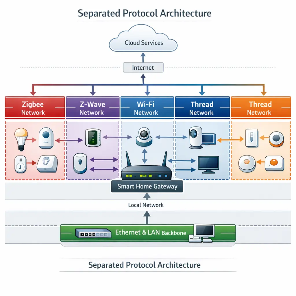 Advanced setup diagram showing separated protocol architecture