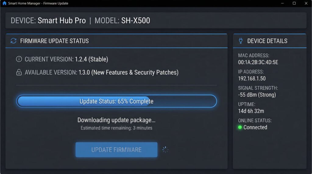 Screenshot showing firmware update interface