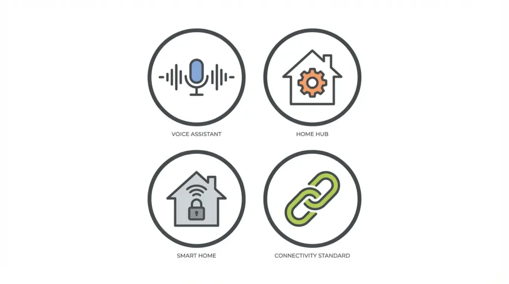 Smart home compatibility icons - Alexa Google Home Apple HomeKit Matter