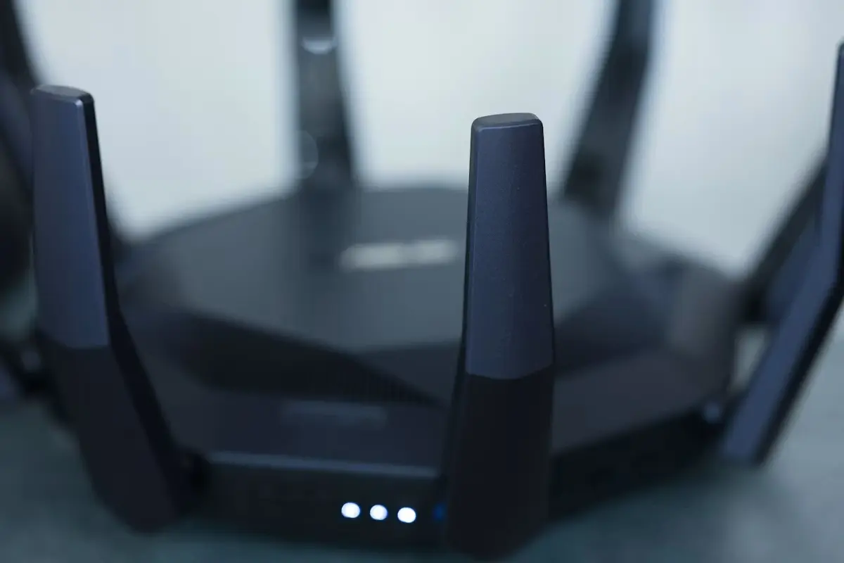 Close-up of a modern Wi-Fi 6 wireless router
